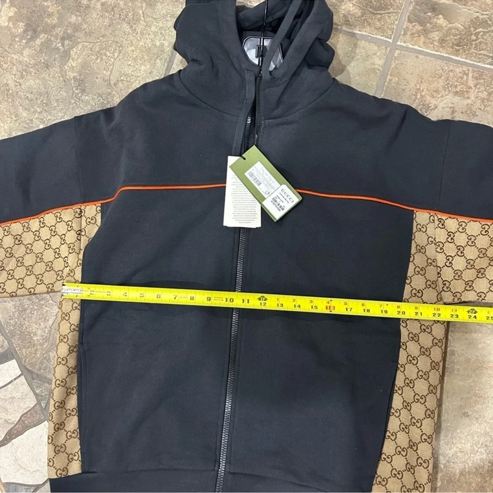 Men’s Gucci, cotton jersey, zip jacket/hoodie signature GG supreme size large